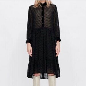 Zara Swiss Dot Black Sheer Dress